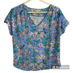 Loft V-Neck Shoer Sleeve Blouse Size S